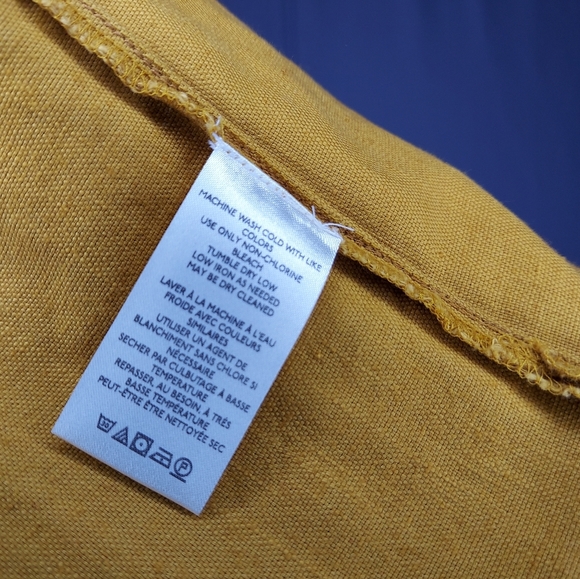 Pilcro Linen‎ Blend Shirtdress Small Mustard Relaxed Button Collar Pocket Tunic - Picture 8 of 12